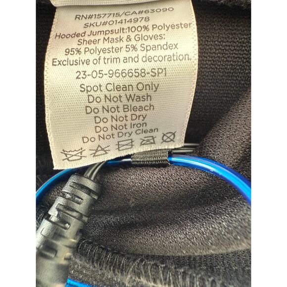 Spirit Light-Up EL Wire Stick Figure Costume Bodysuit Kids Medium Black blue - Picture 8 of 11